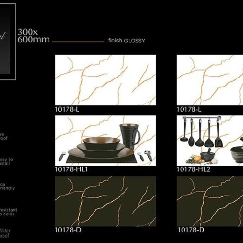 White Gold Marble Glossy Ceramic Wall Tiles