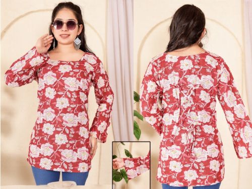 Ladies Printed Cotton Short Kurti