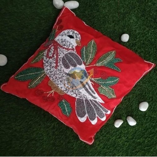 Red Embroidered Cushion Cover