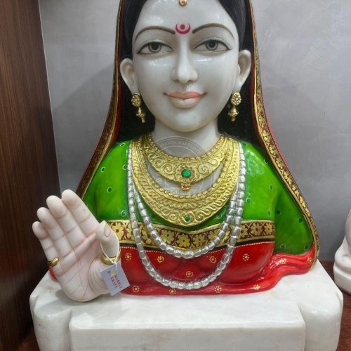 18 Inch Chehar Mata Marble Statue