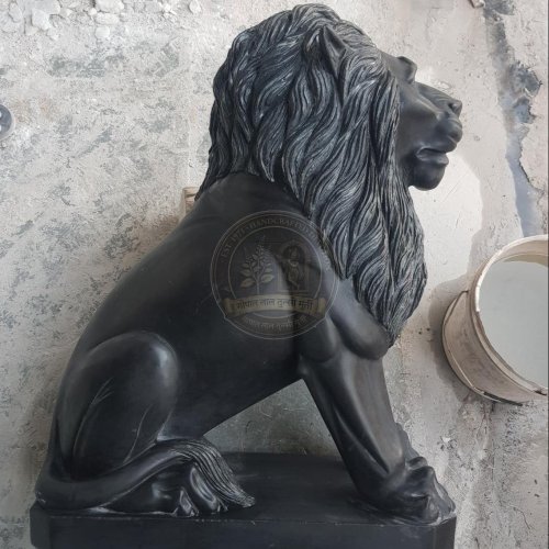 Black Marble Lion Statue