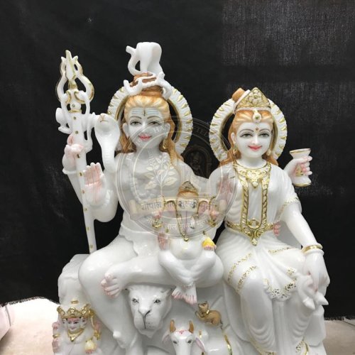 Handcrafted Marble Shiv Parivar Statue