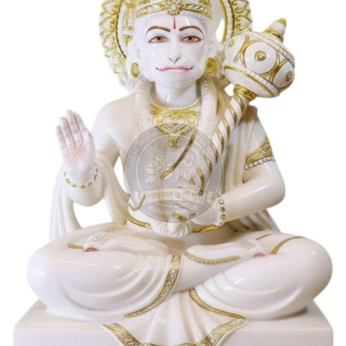 Marble Sitting Hanuman Statue