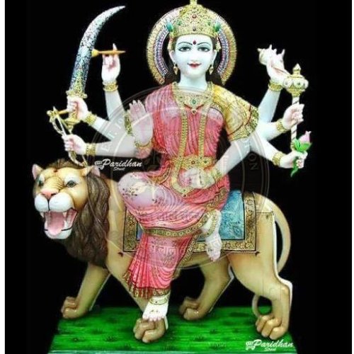 Multicolor Marble Maa Durga Statue
