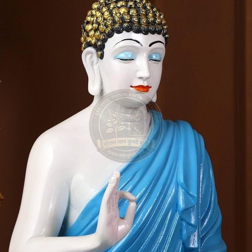 Painted Marble Gautam Budha Statue