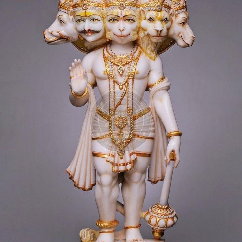 Panchamukhi Hanuman White Marble Statue