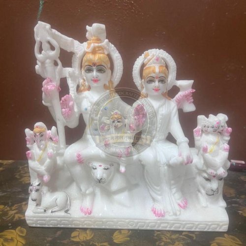 Polished Marble Shiv Parivar Statue