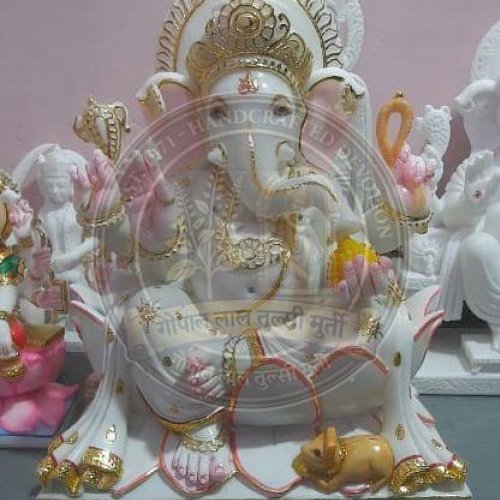 Premium White Marble Ganesh Idol