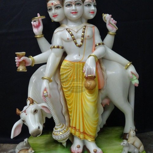 White Marble Dattatreya God Statue