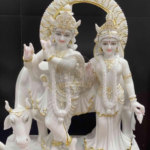 White Marble Radhe Krishna Statue