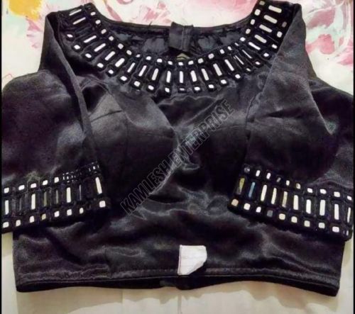 Black Mirror Work Mashru Silk Blouse