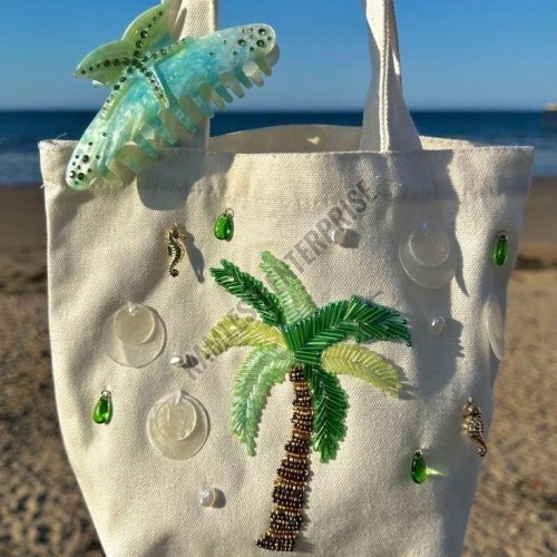 Breaded Palm Tree Design Canvas Tote Bag