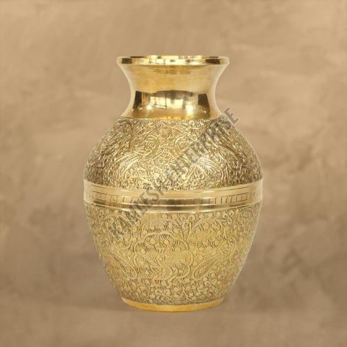 Embossed Golden Brass Vase