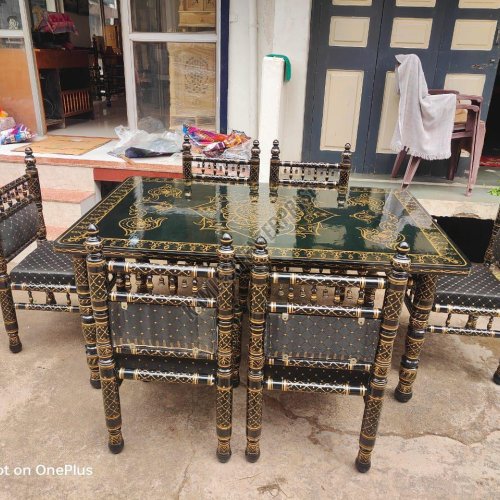 Handcrafted 6 Seater Wooden Dining Table with 6 Wooden Chair