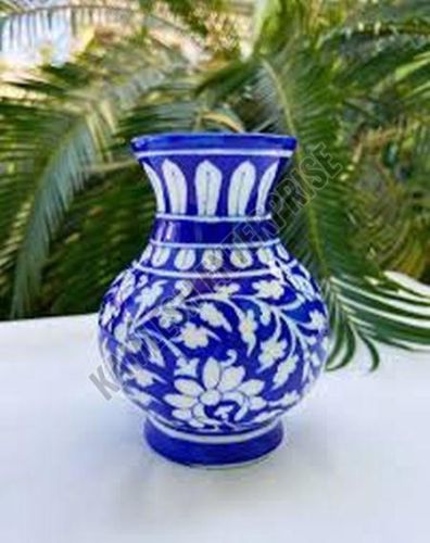 Handcrafted Blue Pottery Genie Vase