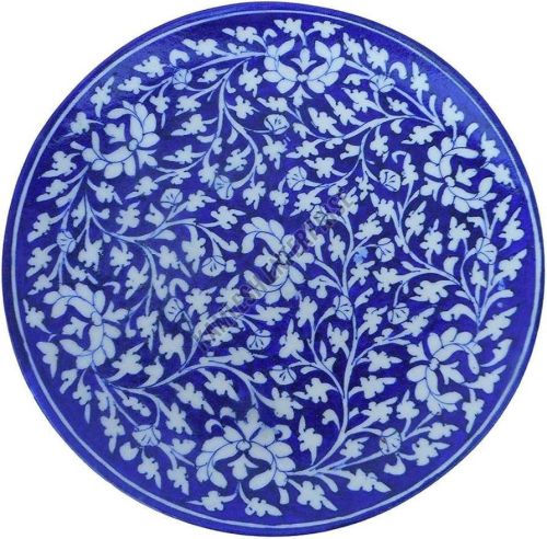 Handcrafted Jaipur Blue Pottery Decorative Plate