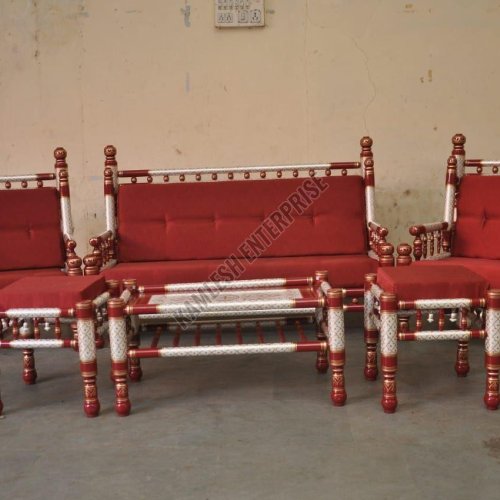 Indian Traditional Sankheda Wooden Sofa Set