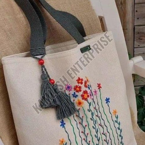 Jute Floral Embroidered Shoulder Bag