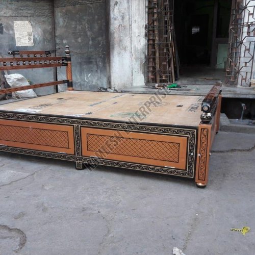 Polished Wooden Double Bed with Storage Box