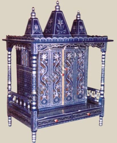 Rajasthani Handcrafted Blue Wooden Home Temple