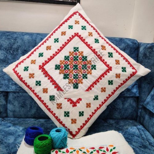 Traditional Hand Embroidered Cotton Cushion Cover