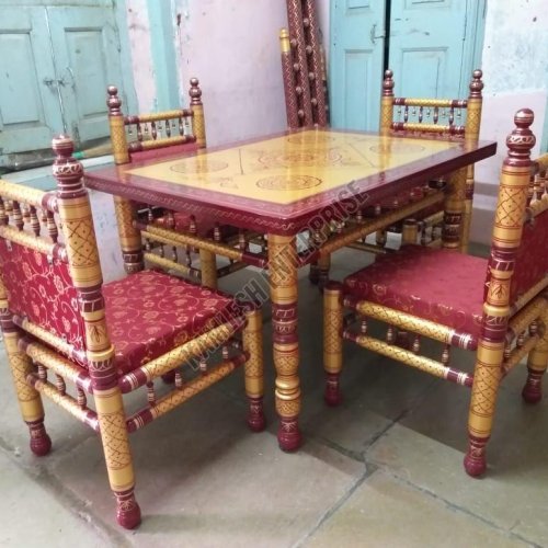 Traditional Sankheda Four Seater Dining Table Set Traditional Sankheda Four Seater Dining Table Set