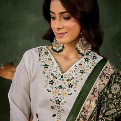 Floral Embroiderd Thread Work Suit Set