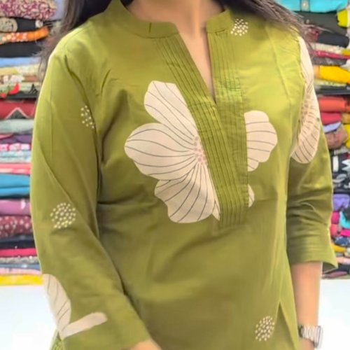 Green Printed Kurti Set