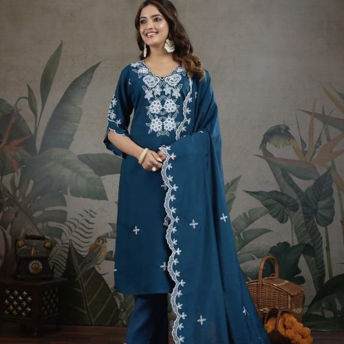 Party Wear Embroidered Cotton Suit Set