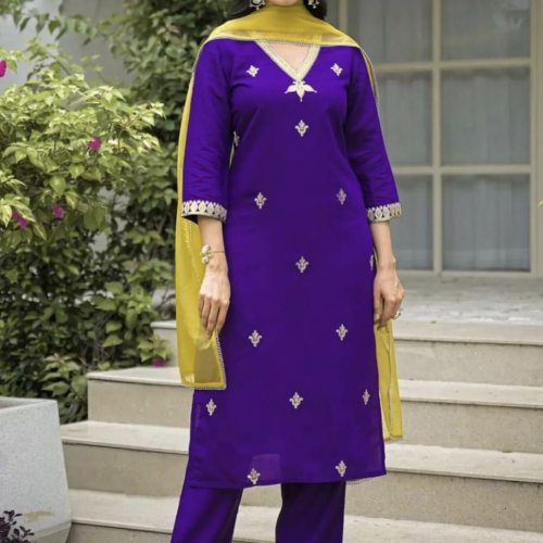 Voilet Straight Cut Suit Set