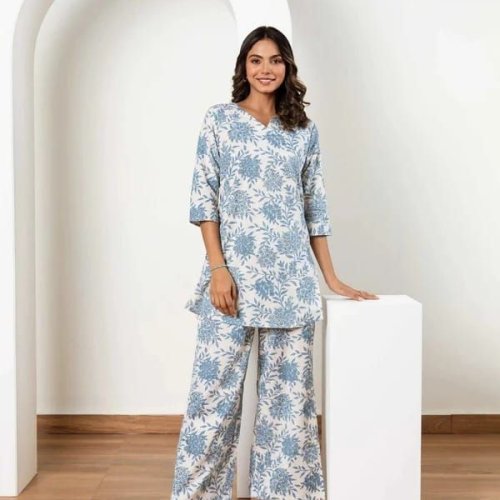 Women Aqua Blue Co-ord Set