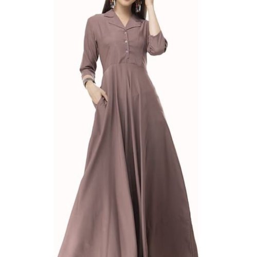 Women Pink Crepe Soild A Line Dress
