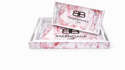 Designer Logo Printed MDF Rectangular Tray Set