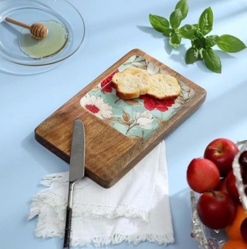 Enamel Coated Rectangular Wooden Platter