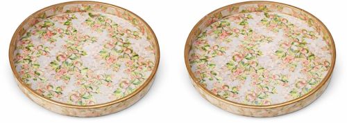 Handcrafted Round MDF Serving Tray Set