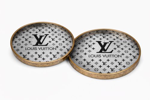 Louis Vuitton Round MDF Serving Tray Set