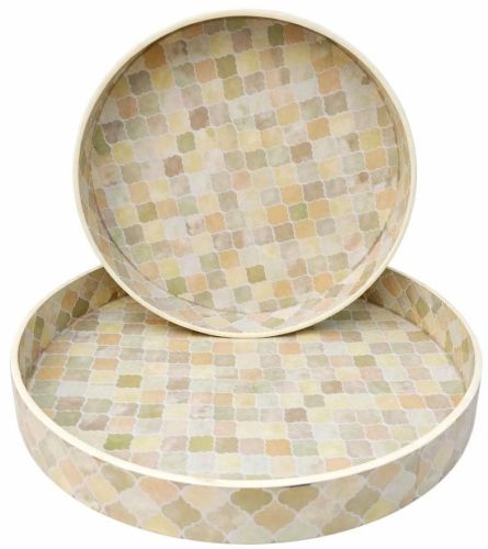 Mosaic Pattern Round MDF Tray Set