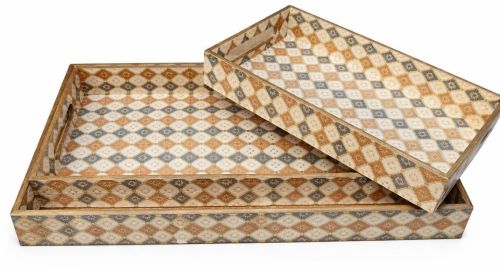 Premium Finish Wooden Rectangular Tray Set