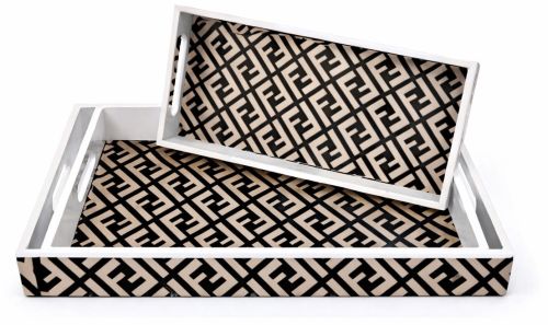 Promotional Logo Printed MDF Wooden Serving Tray Set