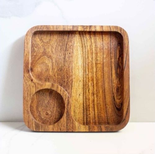 Rustic Square Wooden Coffee Plate