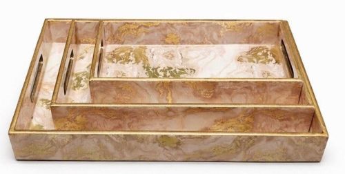 Urban Style Rectangular Wooden Serving Tray Set