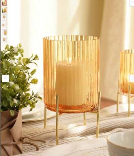 Metal Glass Hurricane Candle Holder
