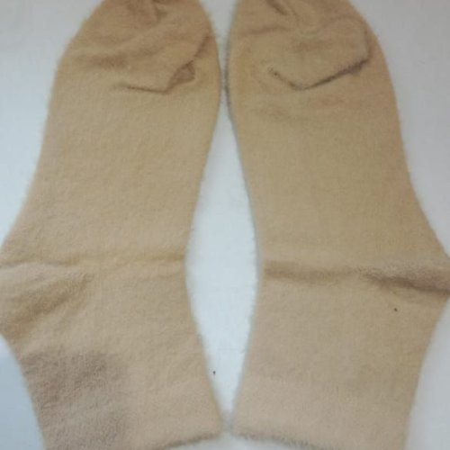 Beige Plain Ankle Length Ladies Socks