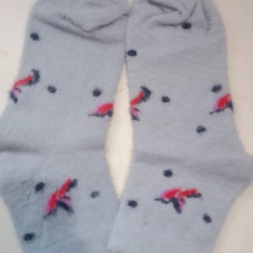 Light Grey Printed Ankle Length Ladies Socks
