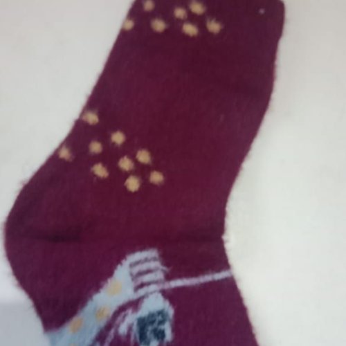 Maroon Printed Ankle Length Ladies Socks