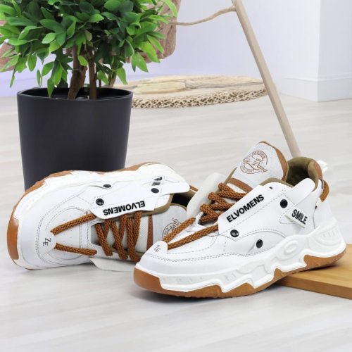 Brown and White Funky Sneaker Shoes