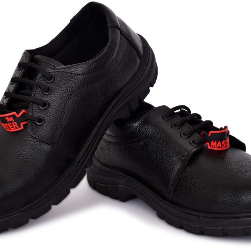 Mens Black Genuine Leather Safety Shoes