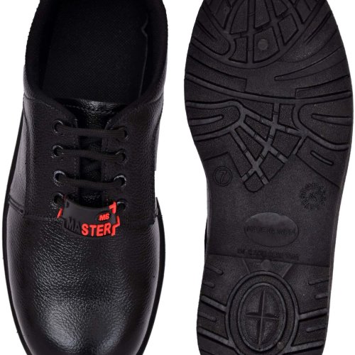 Mens Black Leather Safety Shoes