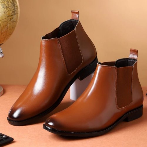 Mens Brown Premium Leather Chelsea Boots