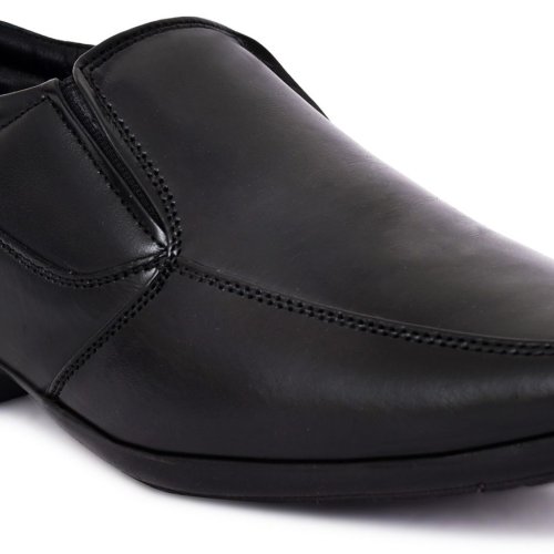Polished Black Leather Slip On Shoes